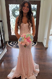 Mermaid Sweetheart Strapless Long Party Prom Dress With Train