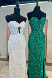 Mermaid Sweetheart Strapless Mermaid Party Prom Dress With Slit