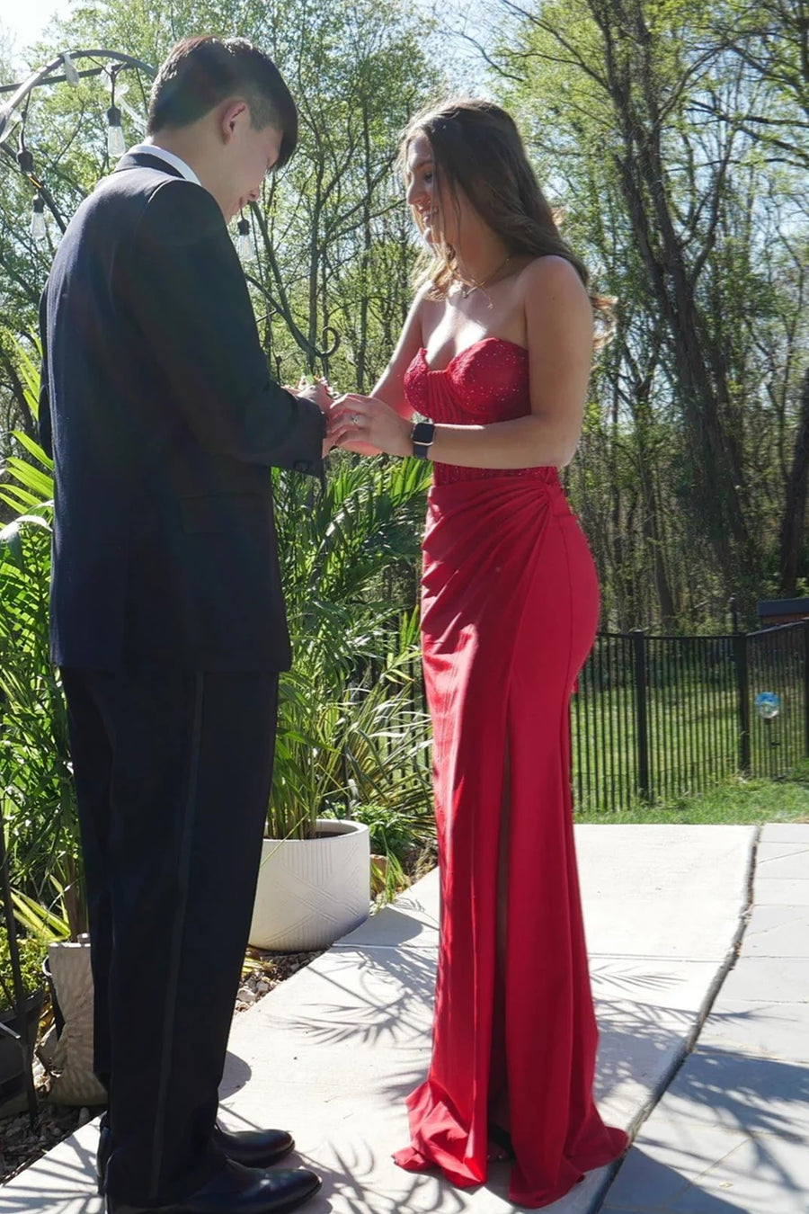 Mermaid Sweetheart Strapless Two Tone Party Prom Dress