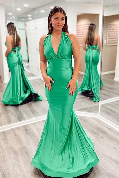 Mermaid V-Neck Sleeveless Prom Party Dress With Slit