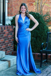 Mermaid V-Neck Sleeveless Prom Party Dress With Slit