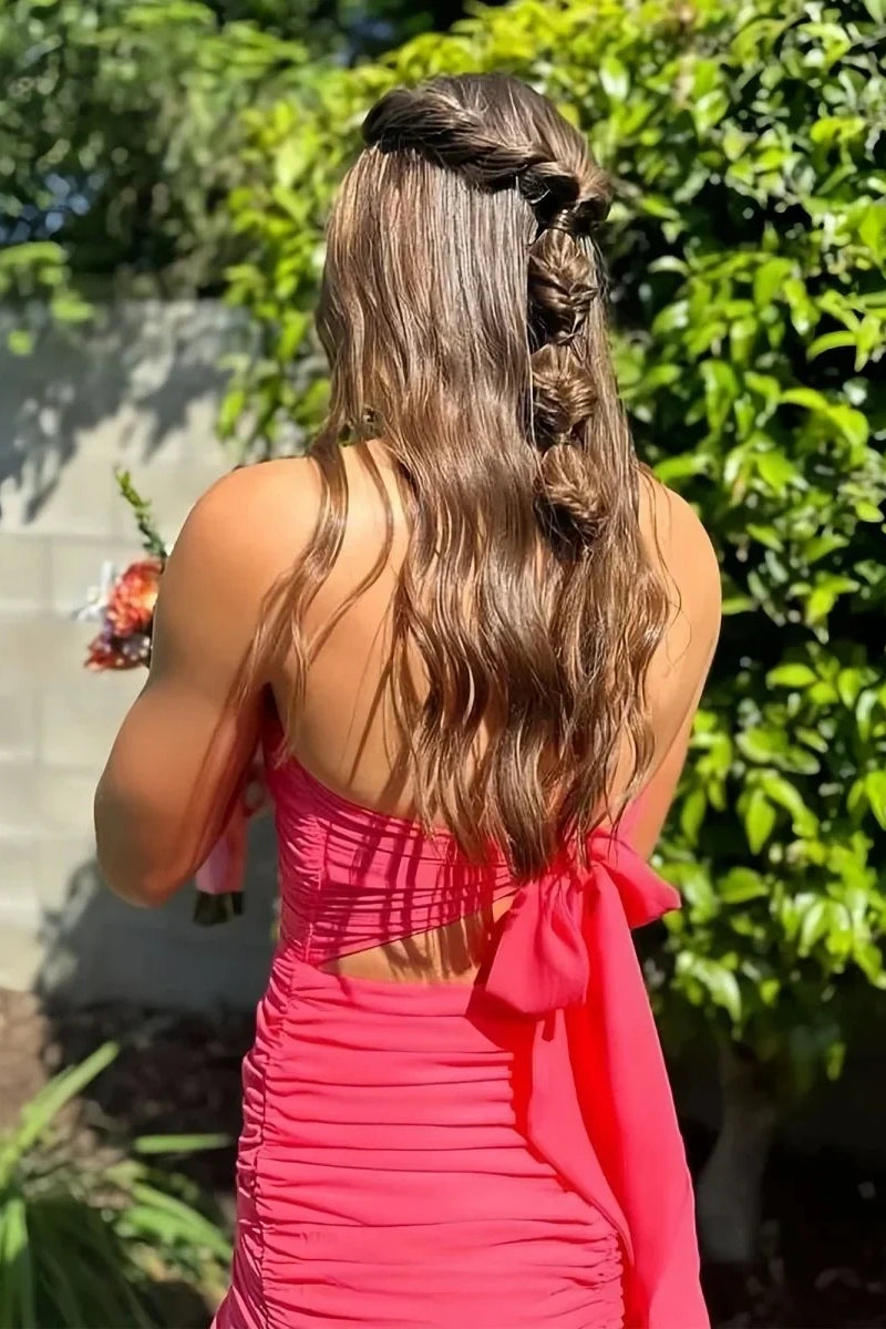 Mini Strapless Sleeveless Empire Lace Up Tiered Homecoming Dress