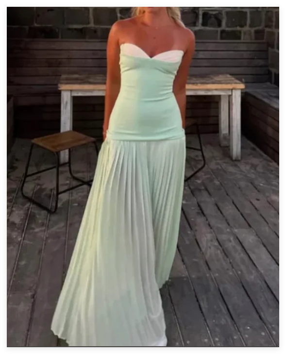 Mint Green A-Line Satin And Chiffon Floor-Length Party Prom Dress