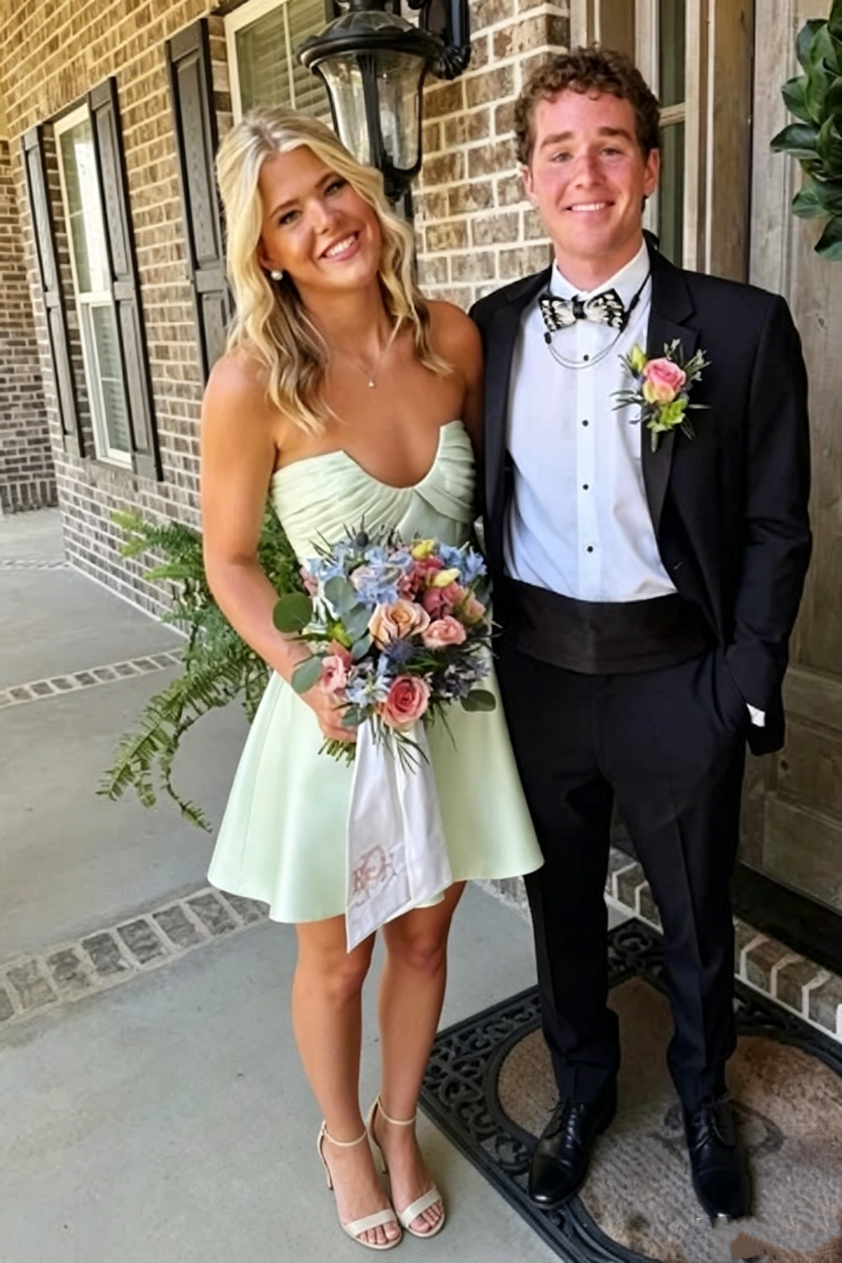 Mint Green Strapless Empire A-Line Short Homecoming Dress