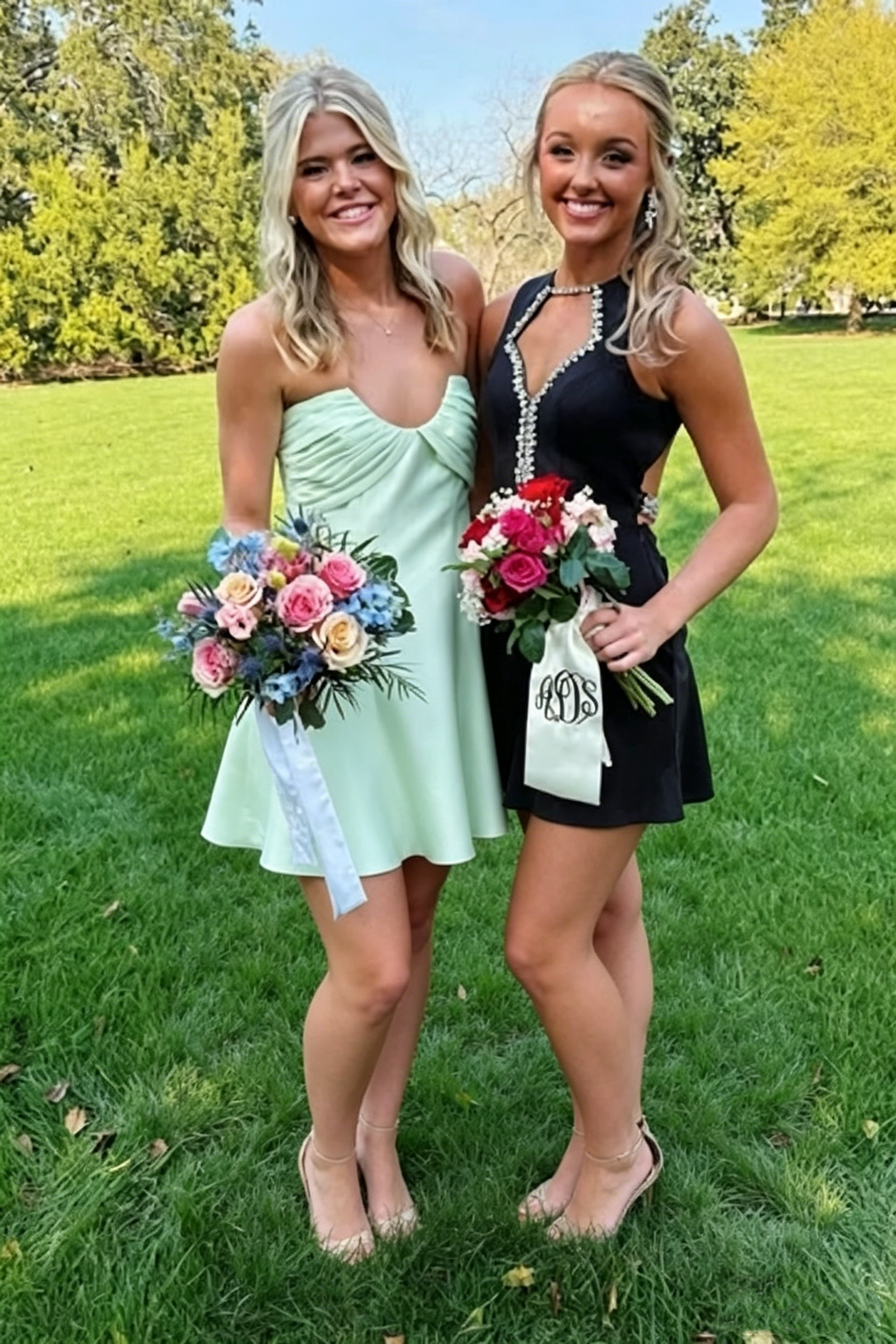 Mint Green Strapless Empire A-Line Short Homecoming Dress