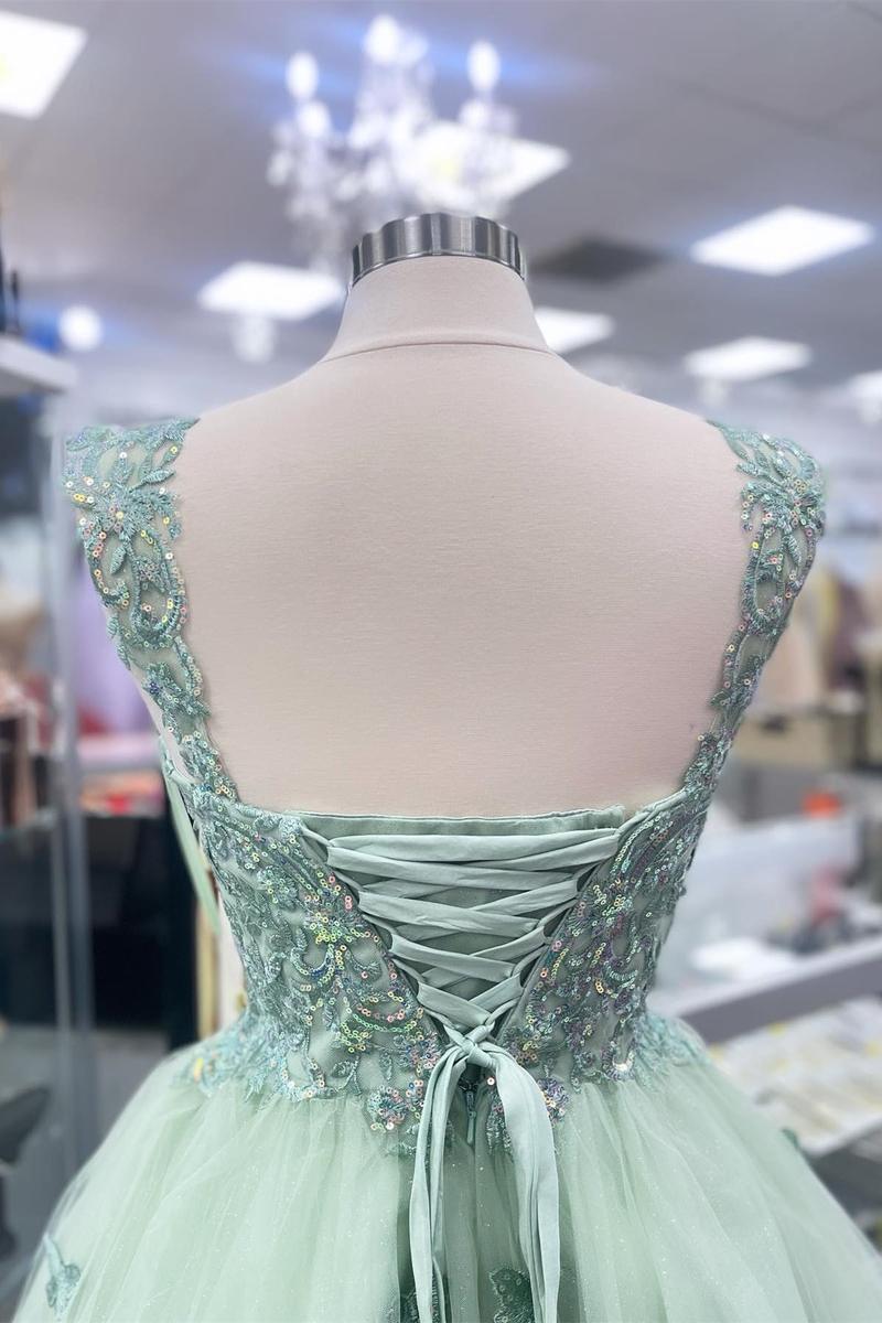 Mint Green Sweetheart Tulle Appliques A-line Homecoming Dress | Joyofdress Mint Green Sweetheart Tulle Appliques A-line Homecoming Dress | Joyofdress
