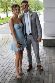 Modern Sweetheart Strapless Chiffon A-Line Ruffle Homecoming Dress 