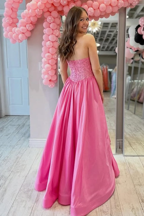 Modest A-Line Strapless Two Tone Maxi Party Prom Dress