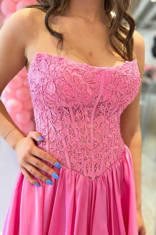 Modest A-Line Strapless Two Tone Maxi Party Prom Dress