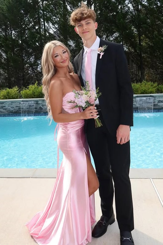 Modest Beaded Strapless Ruched Empire Mermaid Party Prom Dress