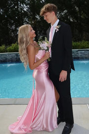 Modest Beaded Strapless Ruched Empire Mermaid Party Prom Dress