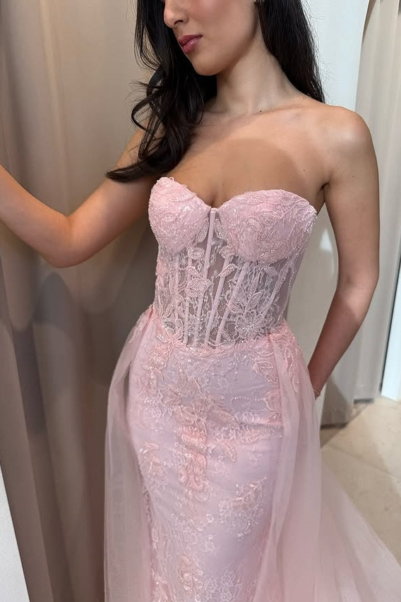 Modest Mermaid Lace Sweetheart Strapless Party Prom Dress