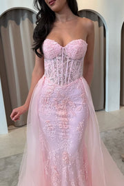 Modest Mermaid Lace Sweetheart Strapless Party Prom Dress