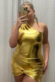 Modest One Shouldet Sleeveless Fitted Mini Homecoming Party Dress