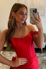 Modest Satin One Shoulder Empire Leg Slit Party Prom Dress