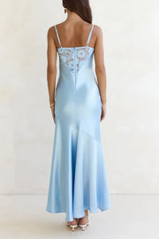 Modest Spaghetti Straps Sheer Lace Satin High-Low Party Prom Dress