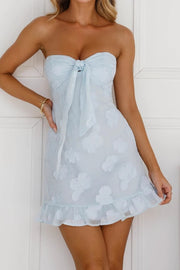 Modest Sweetheart Strapless Floral Satin Ruffle Short Homecoming Dress