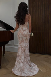 Modest Sweetheart Strapless Lace Appliques Mermaid Party Prom Dress