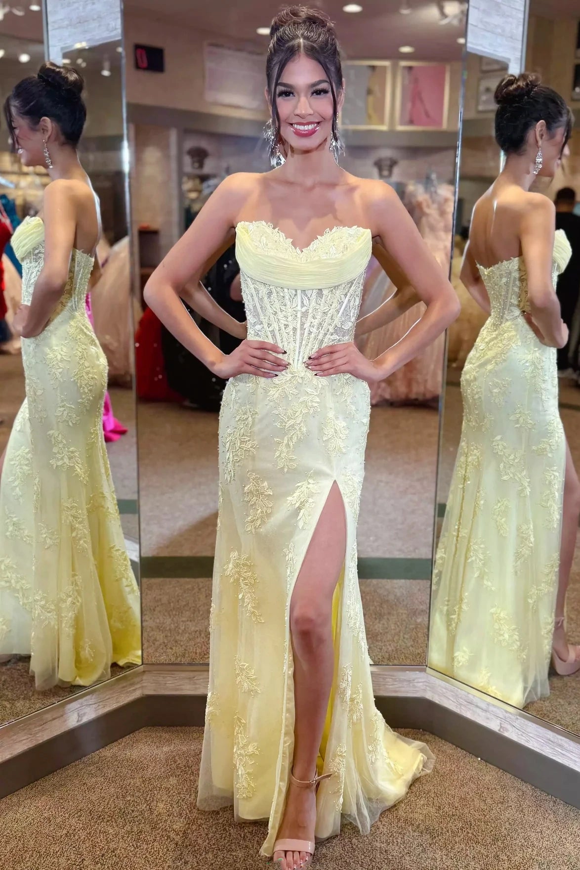 Modest Sweetheart Strapless Lace Mermaid Party Prom Dress