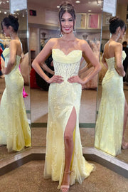 Modest Sweetheart Strapless Lace Mermaid Party Prom Dress