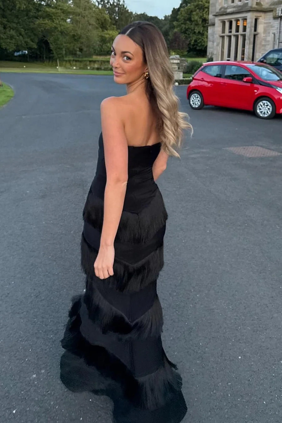 Modest Sweetheart Strapless Tassels Mermaid Party Prom Dress