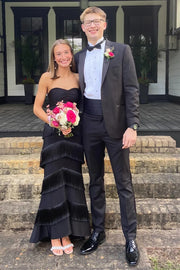 Modest Sweetheart Strapless Tassels Mermaid Party Prom Dress