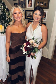 Modest Sweetheart Strapless Tassels Mermaid Party Prom Dress