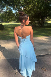 Chic Sweetheart Sleeveless A-Line Tiered Party Prom Dress