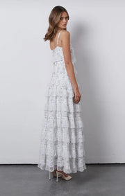 Pretty A-Line Tiered Sleeveless Floral Party Prom Dress
