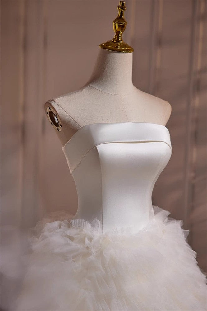 White Satin Tulle Straps Short Homecoming Dress Party Dress