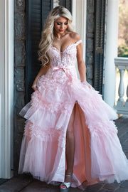 Off-Shoulder A-Line Empire Tiered Party Prom Dress