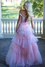 Off-Shoulder A-Line Empire Tiered Party Prom Dress