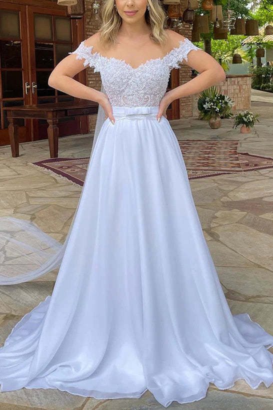 off the shoulder backless wedding dress Jules