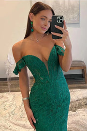Off-Shoulder Empire Mermaid Lace Party Prom Dress 