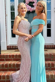 Off-Shoulder Empire Sleeveless Sheath Satin Party Prom Dress 