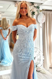Off-Shoulder Mermaid Appliques Long Party Prom Dress