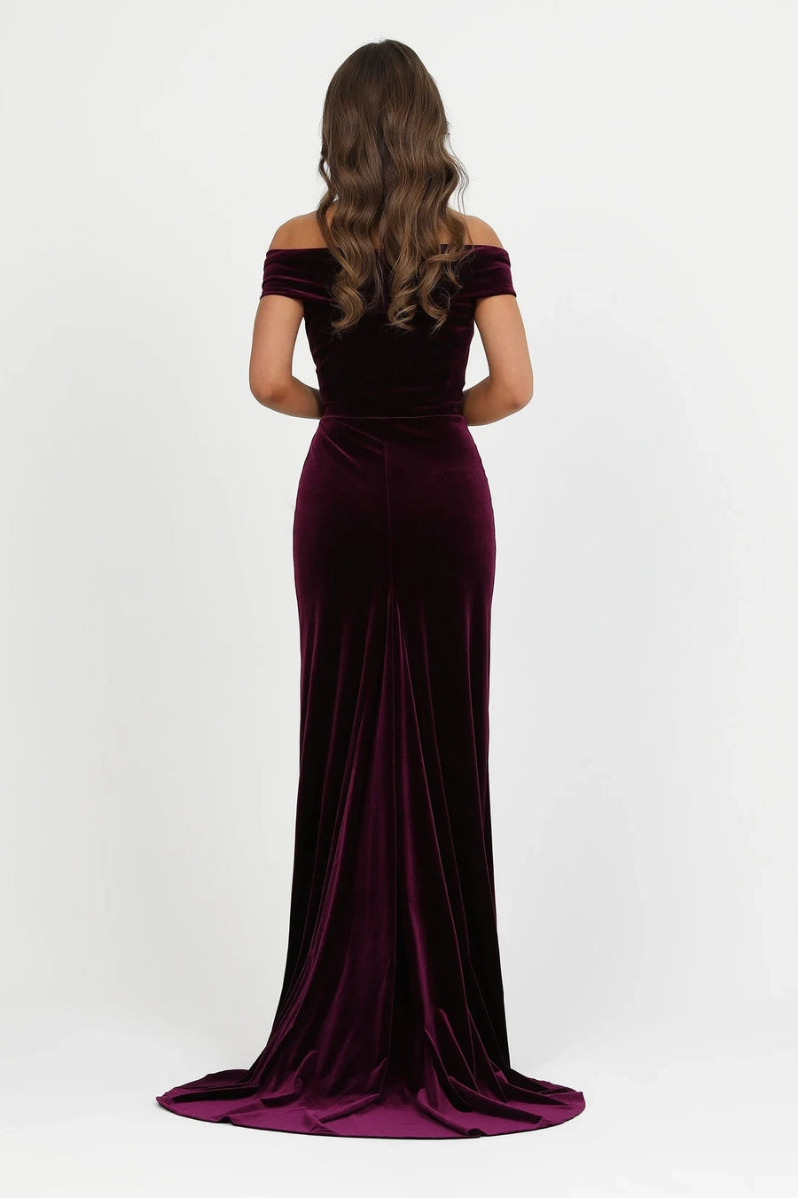 Off-Shoulder Mermaid Empire Velvet Long Dress