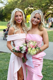 Off-Shoulder Satin Ruched Empire Party Prom Dress