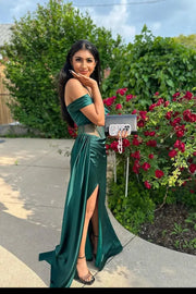 Off-Shoulder Sheer Empire Mermaid Prom Dress