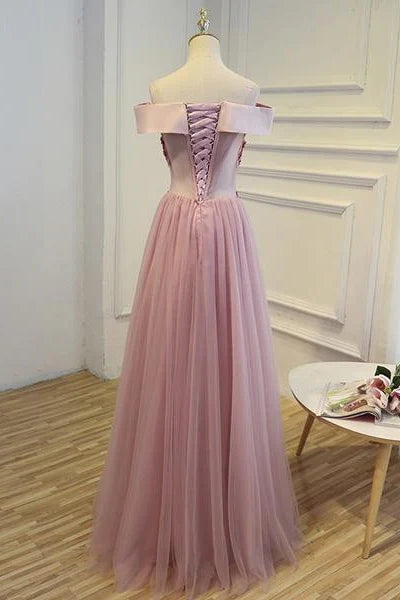 Off-Shoulder Sleeveless A-Line Appliques Bridesmaid Dress