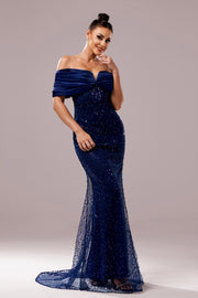 Off-Shoulder Sleeveless Empire Mermaid Party Prom Dress