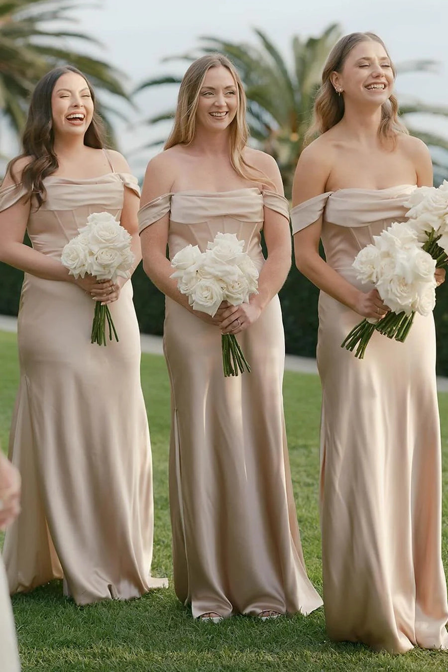 Off-Shoulder Sleeveless Mermaid Long Bridesmaid Dress