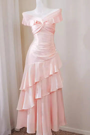 Off Shoulder A-Line Empire Tiered A-Line Party Prom Dress