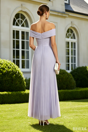 Off The Shoulder Chiffon A-Line Pleated Mother Of The Bride Dress