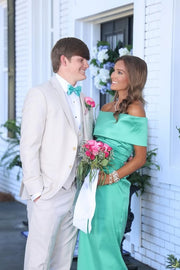 Off The Shoulder Satin Sheath Maxi Casual Party Prom Dress