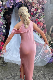 One Shoulder Fitted Long Bridesmaid Dress With Slit