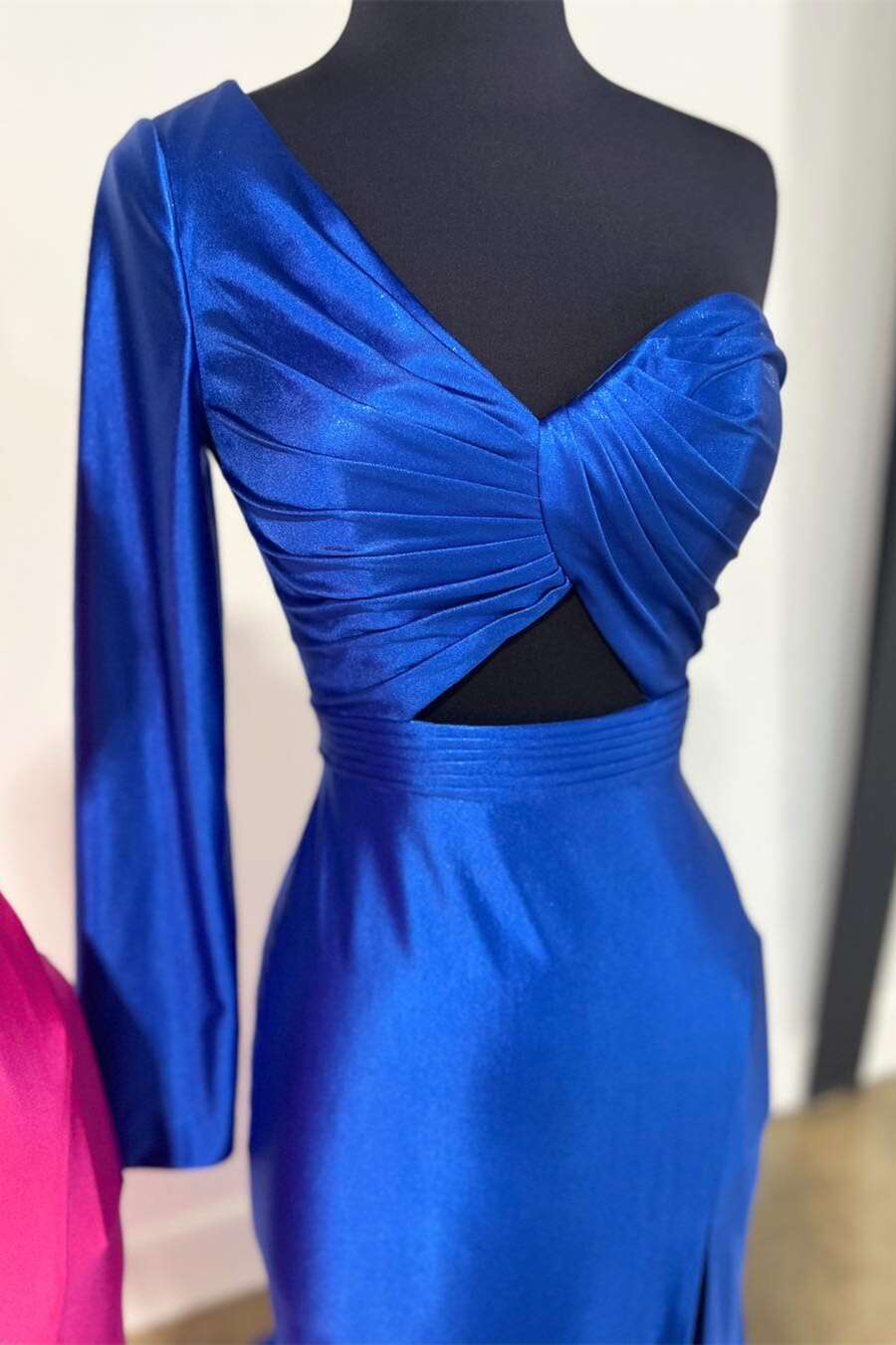 One Shoulder Long Sleeves Mremaid Party Prom Dress