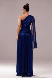 One Shoulder Ruched Empire A-Line Party Prom Dress With Slit