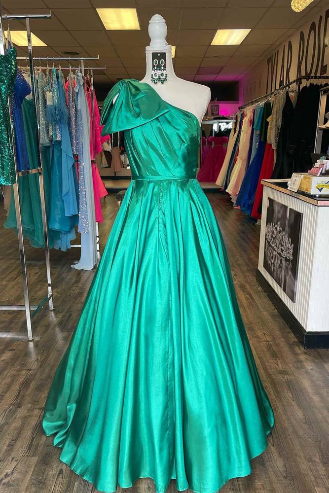 One Shoulder Sleeveless Empire Satin A-Line Party Dress