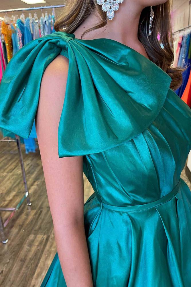 One Shoulder Sleeveless Empire Satin A-Line Party Dress